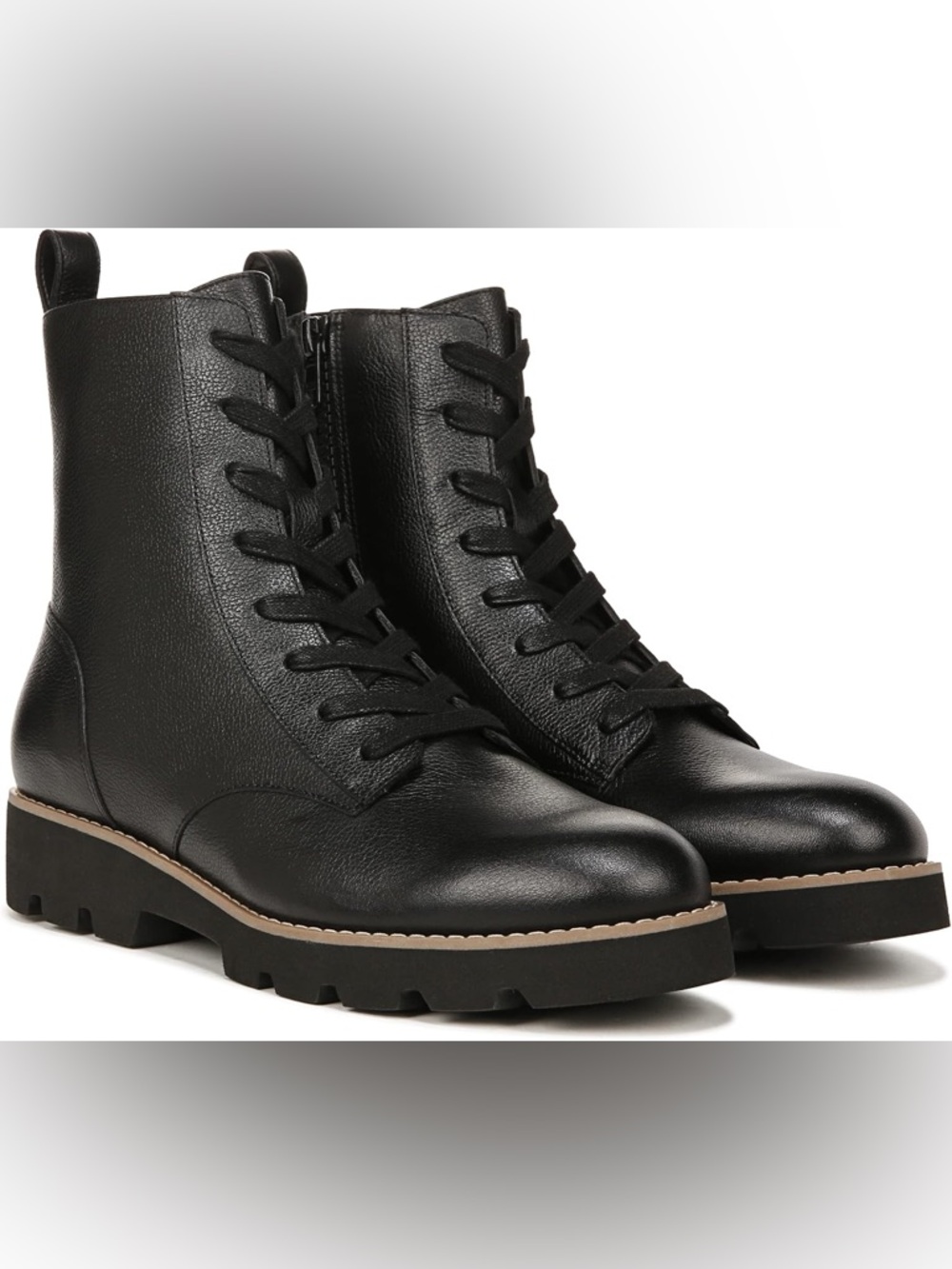 Vionic lani black pebbled leather lace up combat boots - Picture 12 of 12